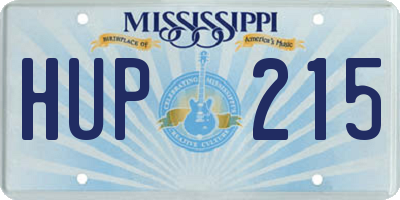 MS license plate HUP215