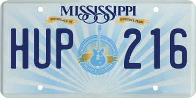 MS license plate HUP216