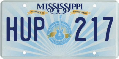 MS license plate HUP217