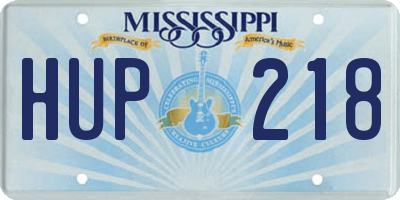 MS license plate HUP218