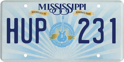MS license plate HUP231