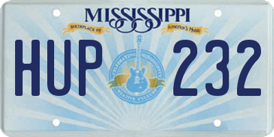 MS license plate HUP232