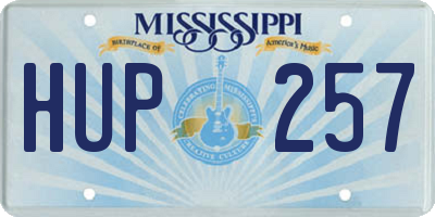 MS license plate HUP257