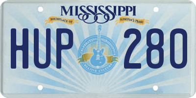 MS license plate HUP280