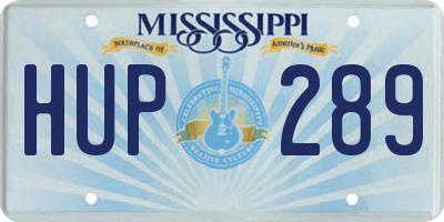 MS license plate HUP289