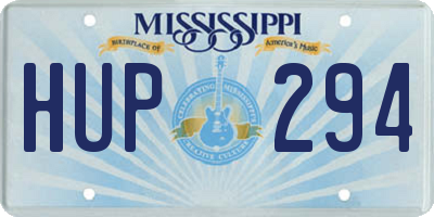 MS license plate HUP294
