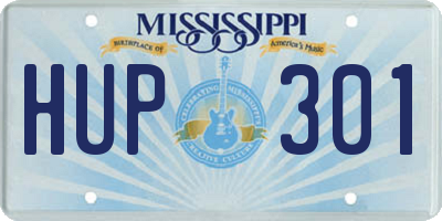 MS license plate HUP301