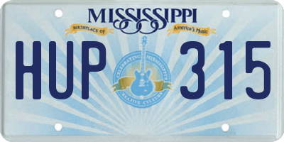 MS license plate HUP315