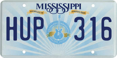 MS license plate HUP316