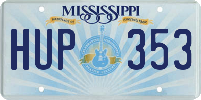 MS license plate HUP353