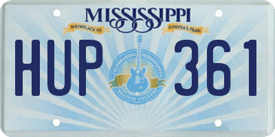 MS license plate HUP361