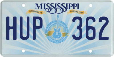 MS license plate HUP362
