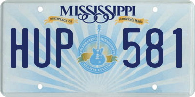 MS license plate HUP581