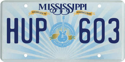 MS license plate HUP603