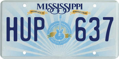 MS license plate HUP637