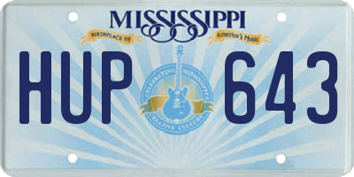 MS license plate HUP643