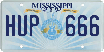 MS license plate HUP666
