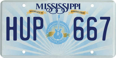 MS license plate HUP667