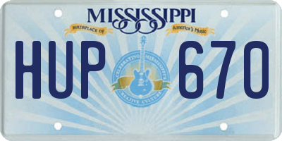 MS license plate HUP670