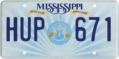 MS license plate HUP671