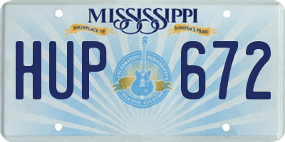 MS license plate HUP672