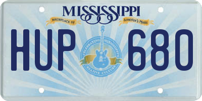 MS license plate HUP680