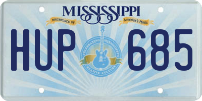 MS license plate HUP685