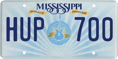 MS license plate HUP700