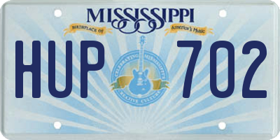 MS license plate HUP702