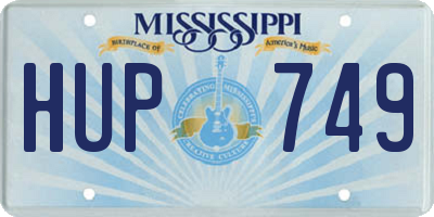MS license plate HUP749