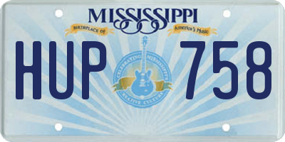 MS license plate HUP758