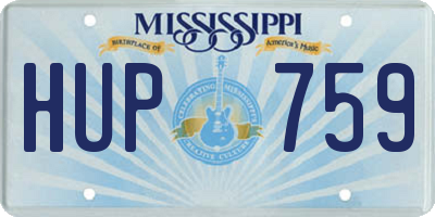 MS license plate HUP759