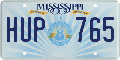 MS license plate HUP765