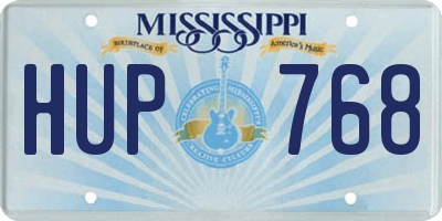 MS license plate HUP768