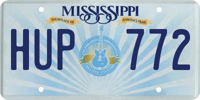 MS license plate HUP772