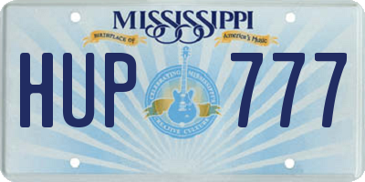 MS license plate HUP777