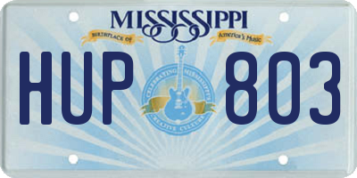 MS license plate HUP803