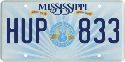 MS license plate HUP833