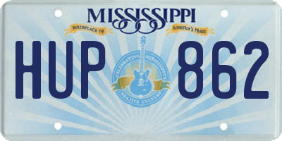 MS license plate HUP862