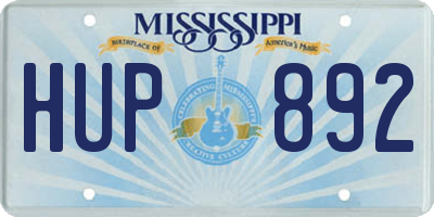 MS license plate HUP892