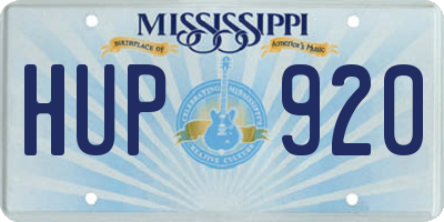 MS license plate HUP920