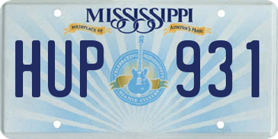 MS license plate HUP931