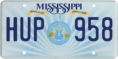 MS license plate HUP958