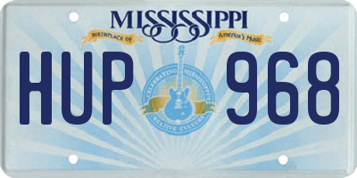 MS license plate HUP968