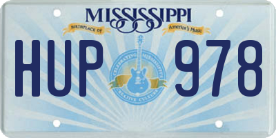 MS license plate HUP978