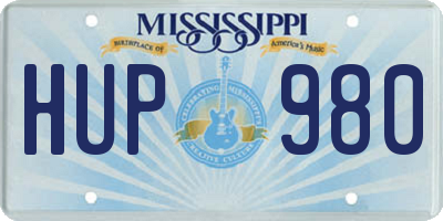 MS license plate HUP980