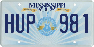 MS license plate HUP981