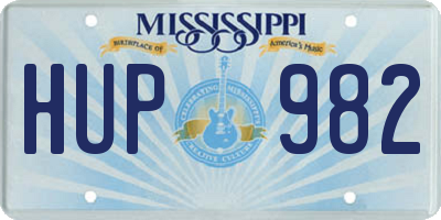 MS license plate HUP982