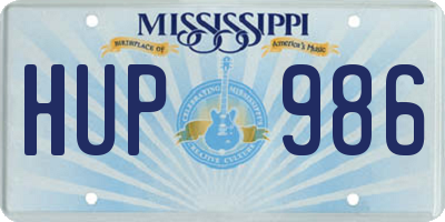 MS license plate HUP986