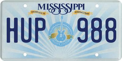 MS license plate HUP988